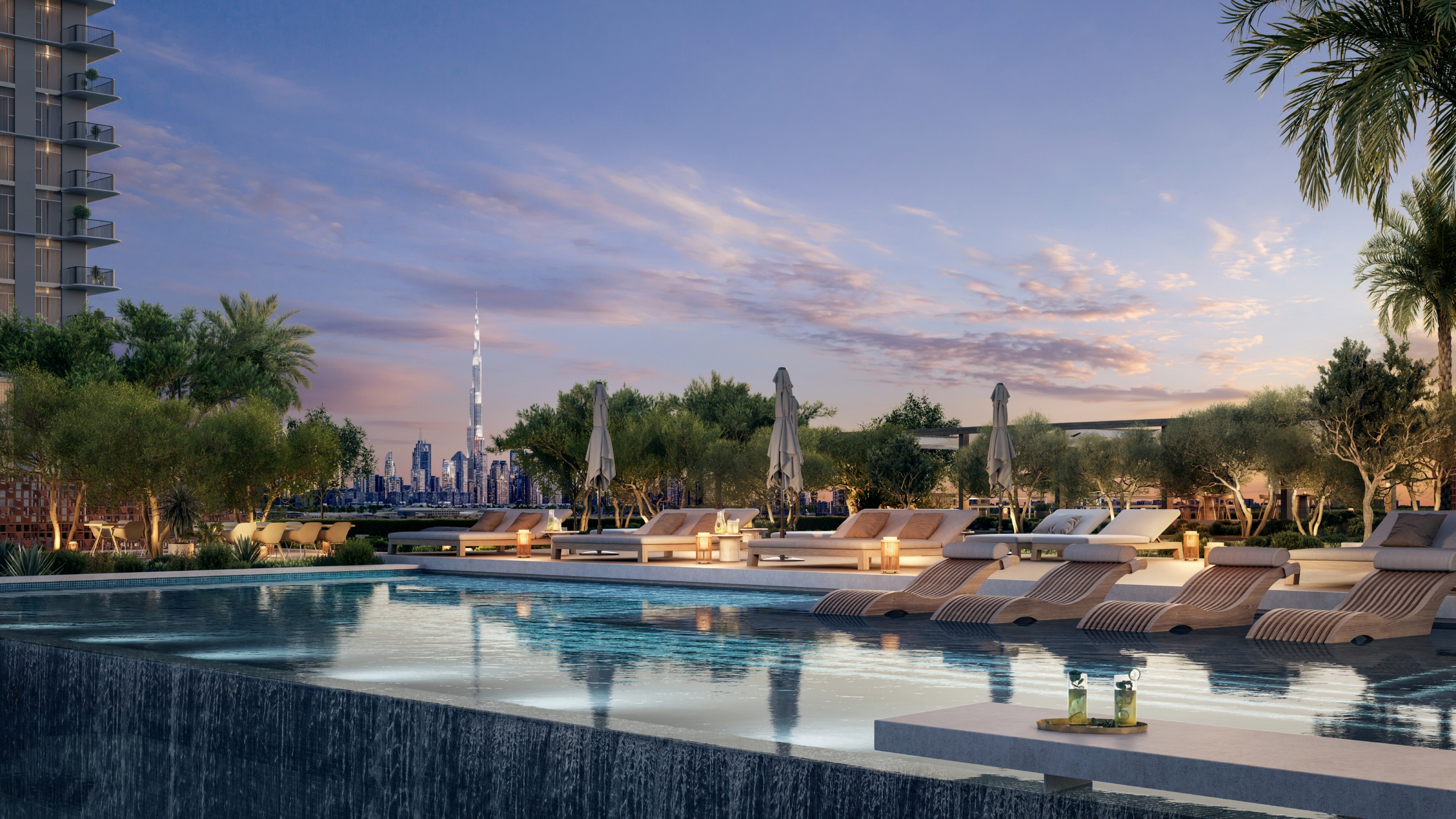 Lounge Pool Burj Khalifa View