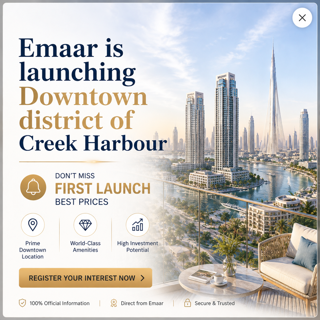 Emaar tarafından Dubai Creek Harbour'da tasarlanan Valia