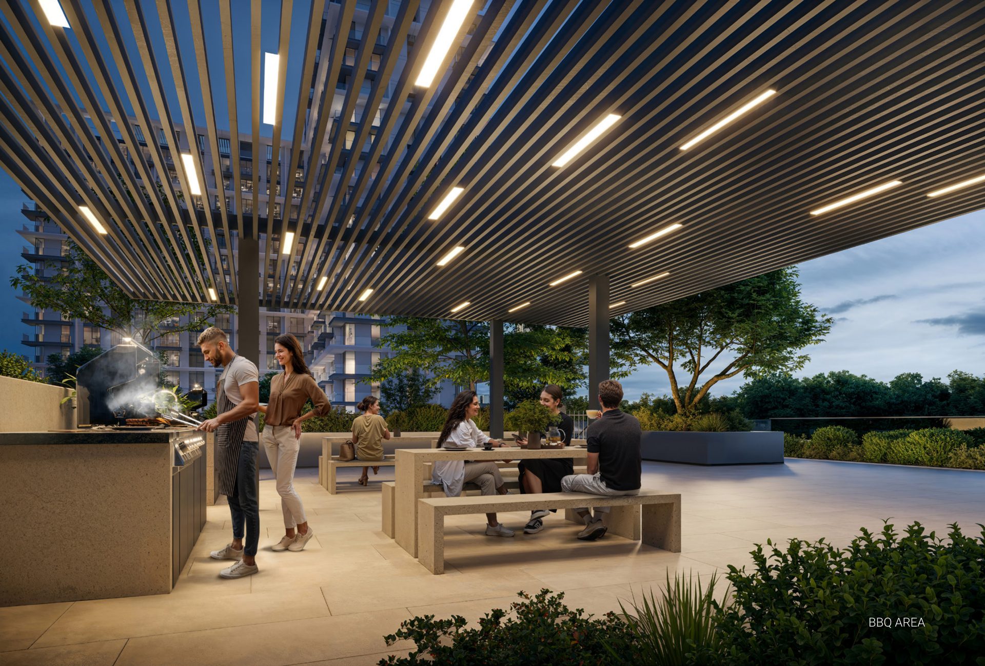 BBQ and social spaces for residents (render: Palace Residences Hillside, Emaar).