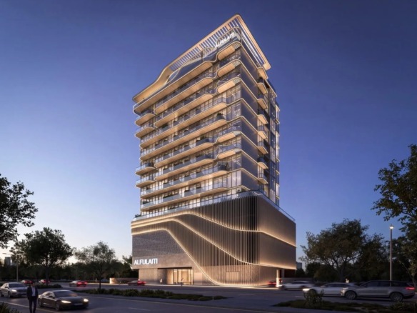 Exterior view of ELAN Tower at Dubailand Residence Complex by Alfulaiti Development, Dubai Land Residence Complex, Dubai