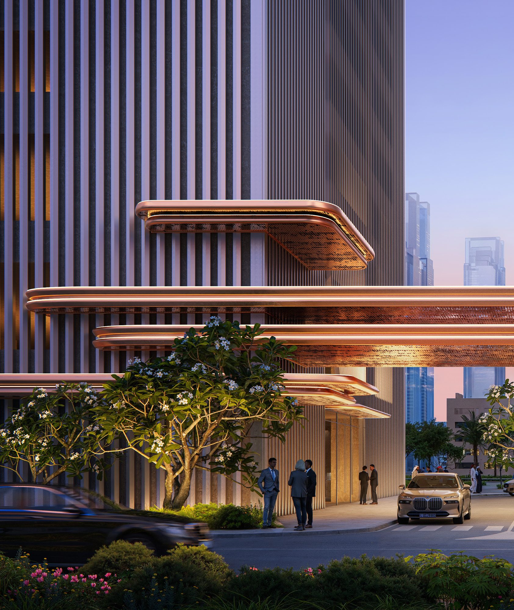 Entrance canopy at the base of Berkeley Tower (render)