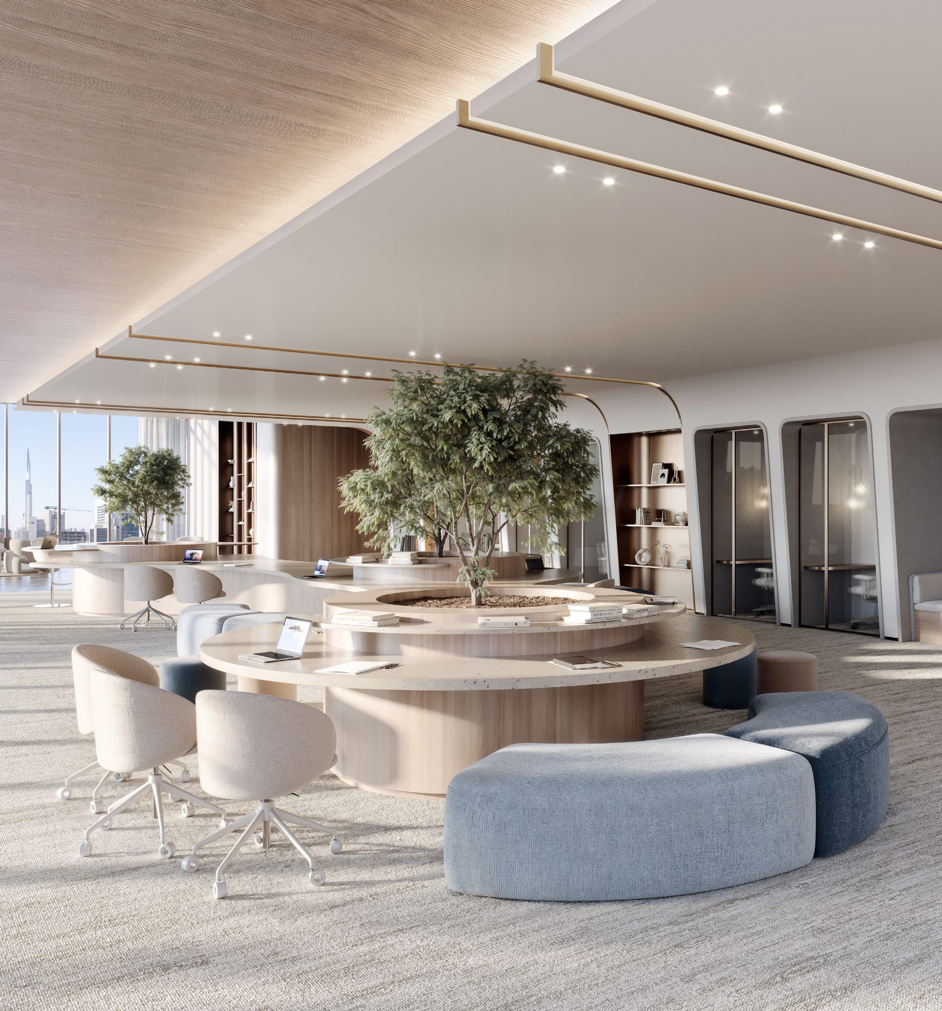 Open-plan office interior at Berkeley Tower (render)