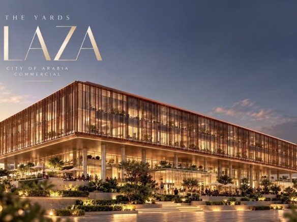The Yards Plaza by BEYOND: commercial building with podium dining in City of Arabia, Dubai